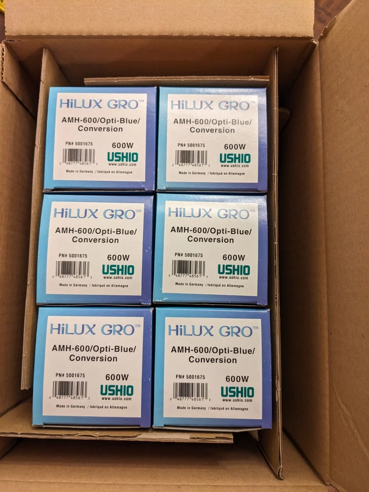 Ushio HiLux Gro MH Blue 600w Metal Halide Hortilux Light Lamp Bulb. Box of 6 - Image 2 of 4