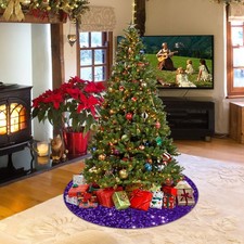 Glitter Purple Christmas Tree Skirt Christmas Decoration Lightweight