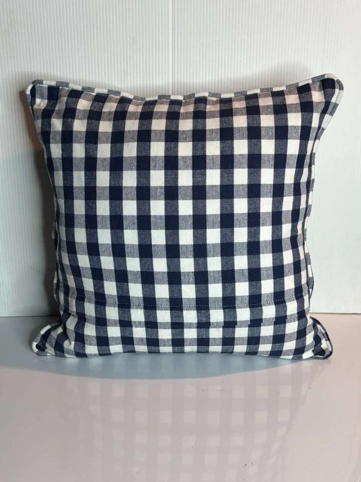 NEW Blue White Gingham Check Plaid Farmhouse Doll Throw Pillow Raggedy Ann 18x18 - Image 4 of 4