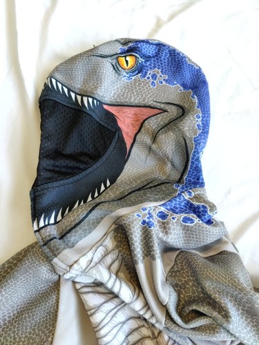 Jurassic World Dinosaur "Blue" Hoodie Boys Small Jacket Mask Costume Raptor Dino - Picture 4 of 10