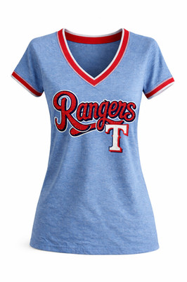5th & Ocean Texas Rangers Damen V-Ausschnitt Tri-Blend T-Shirt S Blau