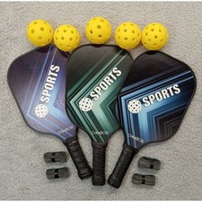 3 Pickleball Paddles Wooden Pickleball Safe Edge Guard Anti Slip Belts 5 Balls