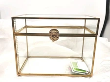 Geometric Tabletop Terrarium Footed Clear Glass Wedding Card Box 11x6x10 NCYP