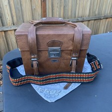 Vintage 70s Marsand Made In USA Brown Leather Camera Bag w/Strap & Orig. Divider