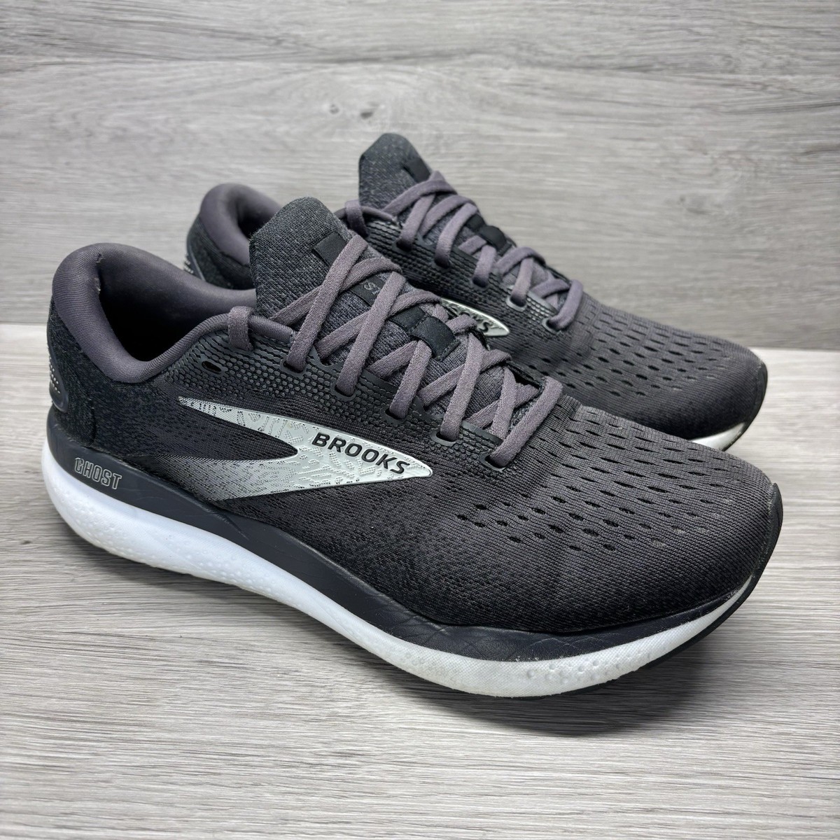 Brooks Ghost 16 Running Shoes Mens 8.5 Wide 2E Grey White  display picture 3