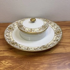 Noritake Christmas Ball 175 China Chip & Dip Set w Lid Plate Bowl Server Japan