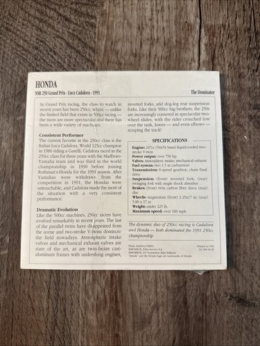 Vintage 1992 Motorcycle Spec Sheet Card Information 3 Sets Factory Sealed - Picture 3 of 7