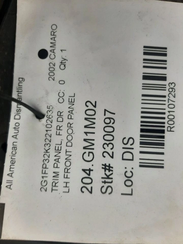 1997 98 99 00 01 2002 CHEVROLET CAMARO OEM Front Door Panel Inner Trim Black  - Image 4 of 4