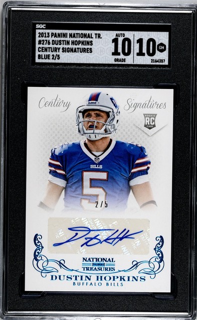 2013 National Treasures Dustin Hopkins Century Blue 2/5 SGC 10 Auto 10 Bills
