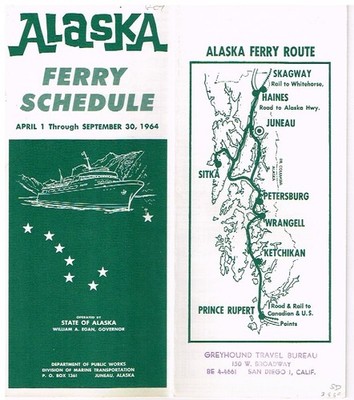 Alaska Ferry Services Sommer 1964 Skagway Prince Rupert 12 Seiten British Columbia