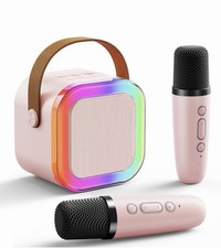 Mini Karaoke Machine Portable Bluetooth Karaoke Speaker with 2 Wireless Mics