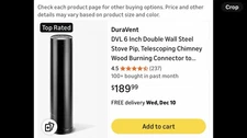 Duravent DVL Double Wall Telescoping Stove Pipe 6inx40into68in NEW!