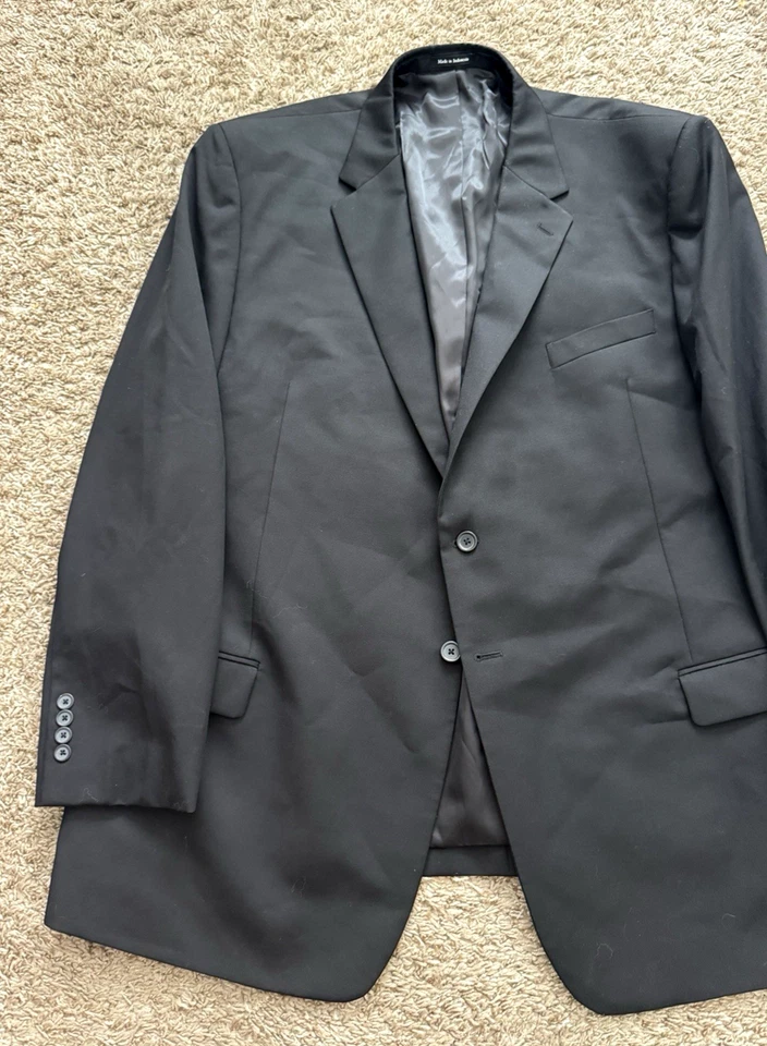 Pronto Uomo Platinum Suit Men's 52L Long - 46W x 31.5L Executive Black Wool 2-Bt - Image 2 of 4