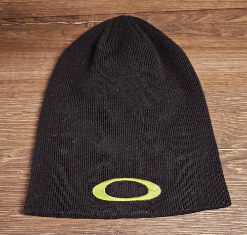 Vintage Style Oakley Brimless Beanie Skull Cap Black Green Double Logo - Bild 1 von 5