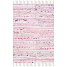 Rag Rug Collection Accent Rug - 2' x 3', Light Pink & Multi, Handmade Boho St...