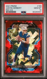 2021 PANINI PRIZM RED ICE #169 JUSTIN HERBERT PSA 10