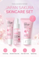 APAN SAKURA SKINCARE GIFT SET CLEANSER TONER SERUM EYE FACE CREAM MOISTURISING.