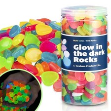 Glow in The Dark Rocks - 450 Pieces, Multicolor - Solar-Charged Glow Pebbles ...