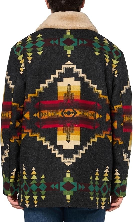 NEW Pendleton Brownsville Shearling Collar Coat FOUR CORNER Black Men Small S image 3