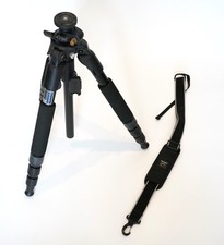 Giottos MT9180 Professional Black Aluminum Tripod w/ Shoulder Strap, Tools MINT