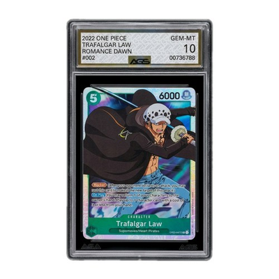 #ad 2022 One Piece OP01 047 Trafalgar Law Leader Secret Rare AGS 10 Gem Mint $35.00