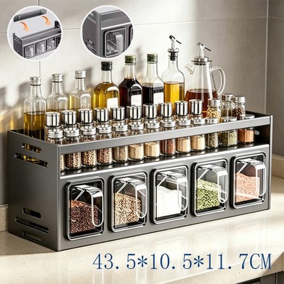 Küchenregal Gewürzgläser Gewürz Organizer Spice Rack Gewürzregal Stehend & Wand