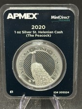🌟2020 St Helena Peacock India Wildlife BU .999 1 oz silver RARE 3,000 Mintage