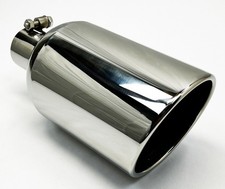 Exhaust Tip 2.50 Inlet 6.00 Outlet 12.00 Long Rolled Slant Chrome Wesdon Exha