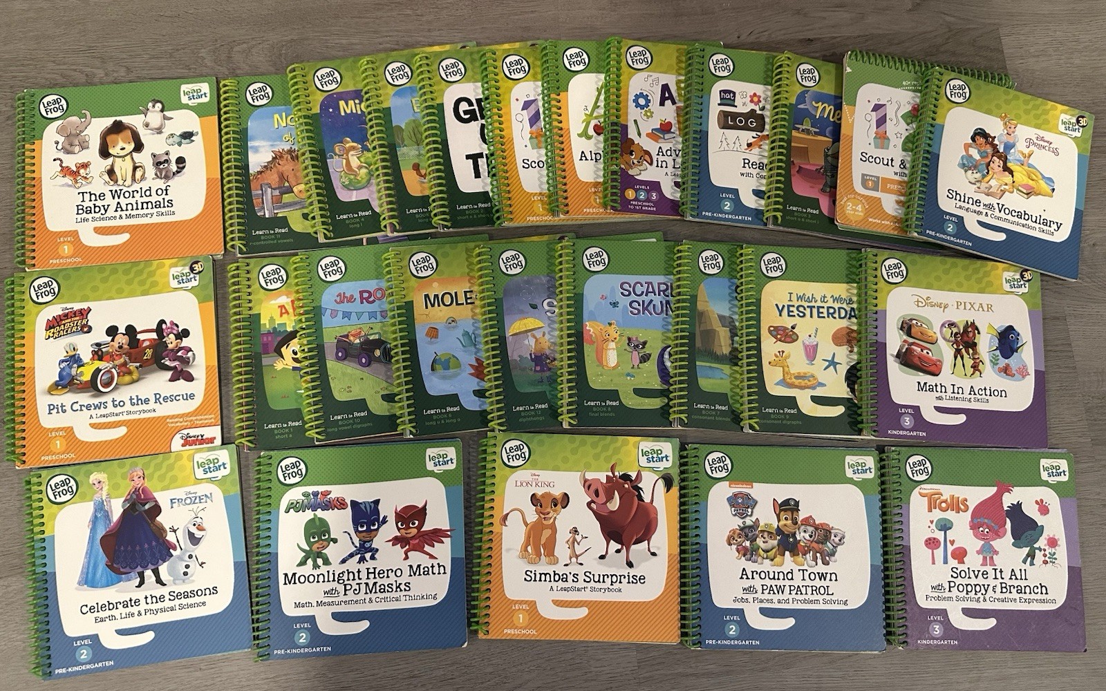 Leap Frog Leap Start Learning Books & Reader. HUGE LOT of 26 BOOKS. USED.