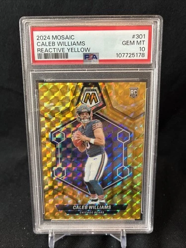 2024 Panini Mosaic Caleb Williams #301 Reactive Yellow Prizm (RC) PSA 10