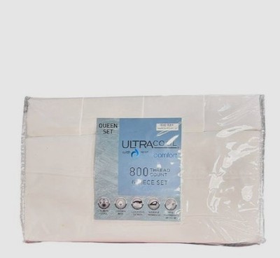 Ultra Cool White 800 Thread Count 6 Piece Sheet Set Size, Queen