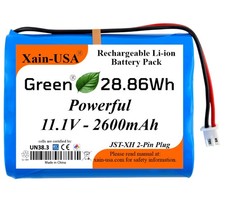 Xain-USA Powerful Replacement 11.1V Li-ion Battery. 2600mAh Capacity, Blue