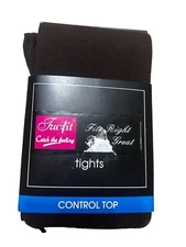 Tru-Fit Dark Chocolate Brown Tights Sz3 Control Top