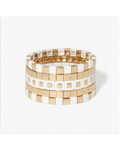 ROXANNE ASSOULIN Gilded Lily Set Of Five White Enamel Gold Bracelet   - Picture 1 of 12