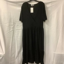 In The Style Womens Dress Black V Neck X Jac Jossa Smock Midi Plus Size 18