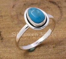 Natural Blue Turquoise Ring, 925 Sterling Silver Ring Gift for her