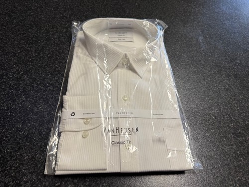 VAN HEUSEN Classic Fit White Men's Long Sleeved Striped Shirt Neck 44 Sleeve 90 - Picture 10 of 10