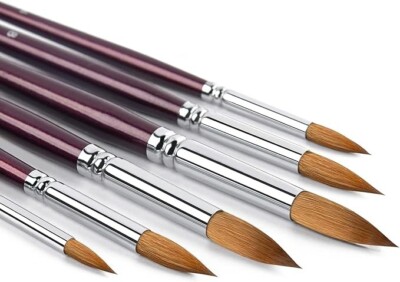 Watercolor Brush Set Pure Kolinsky Sable Hair Pointed Round Art Pain...