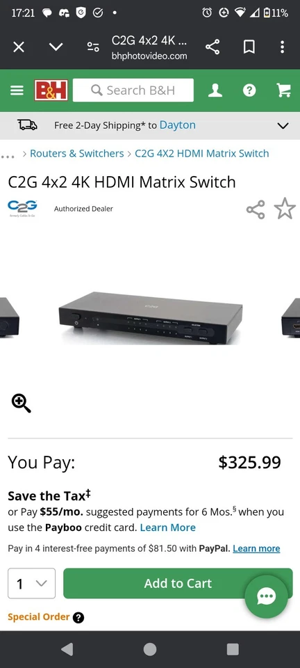 Conmutador HDMI 4:2 C2G Conmutador Matriz HDMI 4k Foto 2 de 4