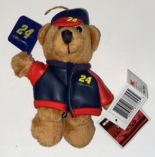 Jeff Gordon NASCAR 6" Plush Teddy Bear Ornament in Blue Red Jacket and Hat