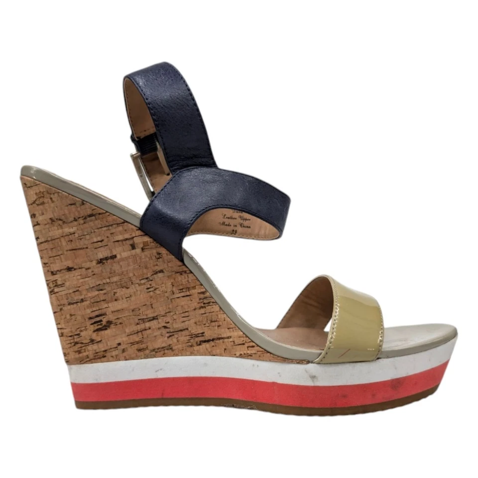 RED Saks Fifth Avenue Dana Wedge Sandal Women Leather Cork Platform EU 39 US 8.5 - Image 3 of 4