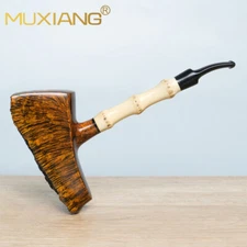 MUXIANG Handmade Briar Wooden Tomahawk Pipe Burl Freehand Bamboo Tobacco Pipe
