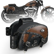 35L PU Leather Motorcycle Saddlebags Waterpro...