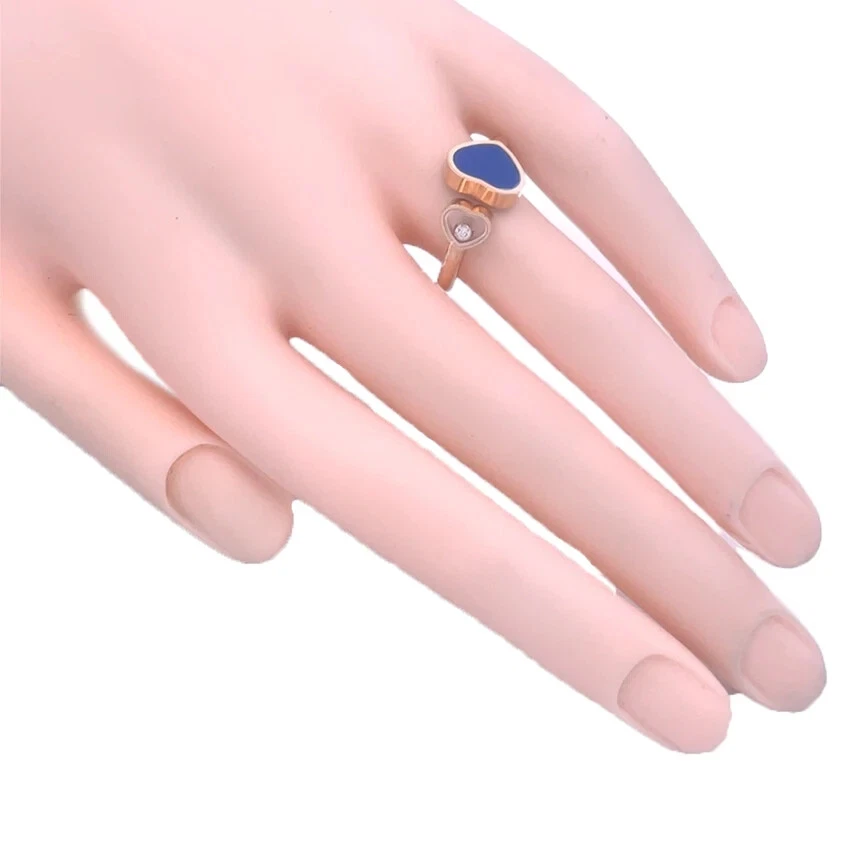 Anillo Chopard Happy Diamante Oro 18k Rosa Lapislázuli Doble Corazón Estilo Alemania Foto 2 de 4