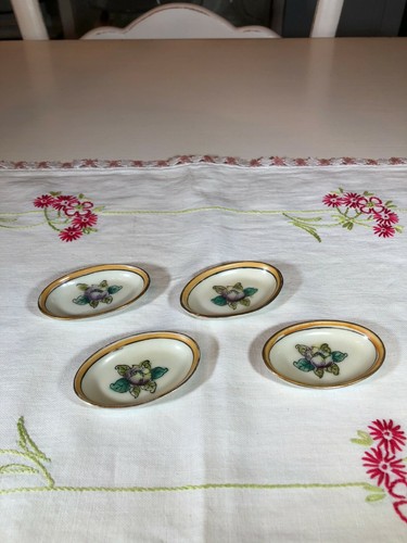 Vintage Noritake Salt Cellars with Floral Design and Orange Trim, Set of 4 - Picture 2 of 5