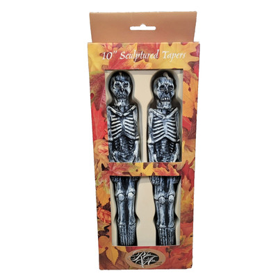 Halloween Taper Candles Robert Alan Skeleton Sculptured Gothic Scary Creepy 10''