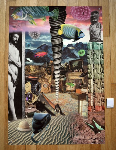 Sandy Sanders, "Goods on Earth", digital monoprint, 20" x 30" grommet pinable - Picture 5 of 5