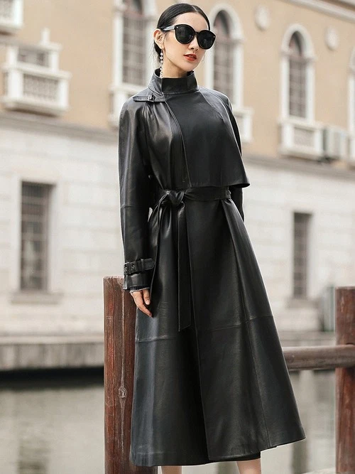 Plus size faux hotsell leather trench coat