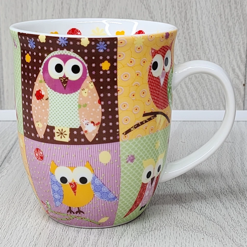 Taza de café caprichosa búhos taza de Creative Tops otoño pájaros edredón lindo colorido Foto 3 de 4