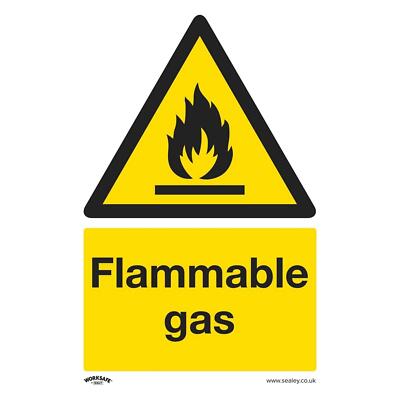 Sealey Flammable Gas Warning Safety Sign Self-Adhesive Vinyl Worksafe